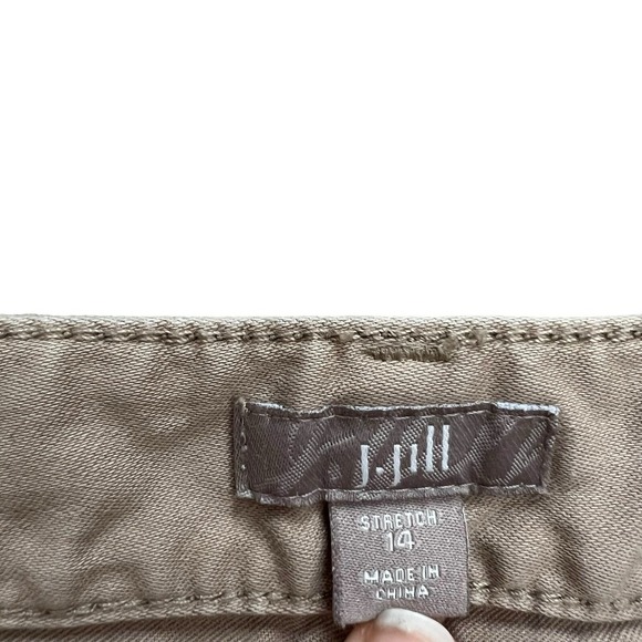 J. Jill Button Front Khaki Straight Skirt Womens Size 14 Stretchy Knee Length - Picture 3 of 4